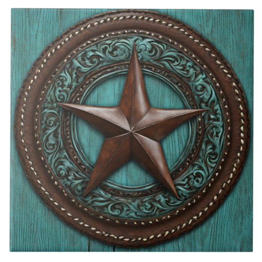 Carreau Farm Ranch Country Western Turquoise Texas Star (Devant)