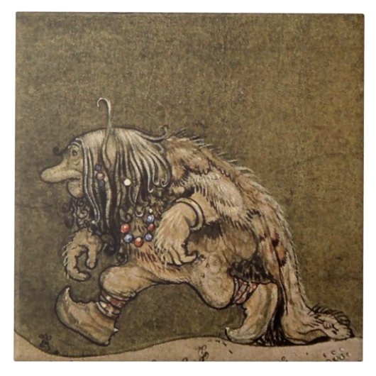 Carreau "Farm Troll" de l'artiste suédois John Bauer (Devant)