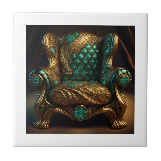 Carreau Fauteuil Luxueux Vert Et Or (Devant)