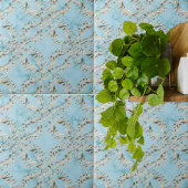 Carreau Faux Gold Damask Motif Sur Un Marbre Bleu Clair