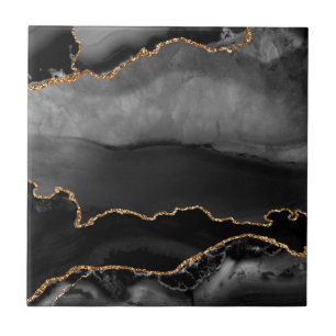 Carreau Faux Gris Marbré Agate Parties scintillant dorée