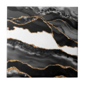 Carreau Faux Marblé Agate Black Stone Luxe Or (Devant)