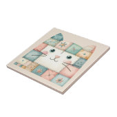 Carreau Faux Patchwork Pastel Cottage Kitty Visage (Côté)
