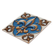 Carreau Faux Relief Bleu & Or Fleur de Lis (Côté)