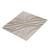Carreau Faux Relief Pastel Beige & blanc Abstrait Floral (Côté)