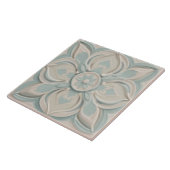 Carreau Faux Relief Pastel Mint Bleu & Blanc Floral (Côté)