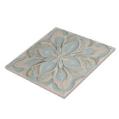 Carreau Faux Relief Pastel Mint Bleu & Blanc Floral (Côté)
