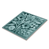 Carreau Faux Relief Turquoise Turquoise Floral Fleurs (Côté)