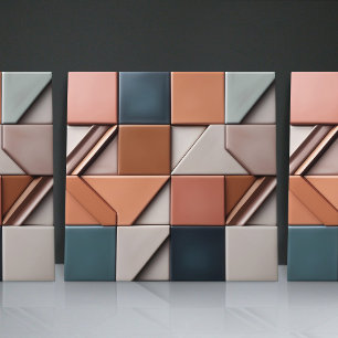 Carreau Faux Relief Vitré Bleu Brûlé Orange Décor