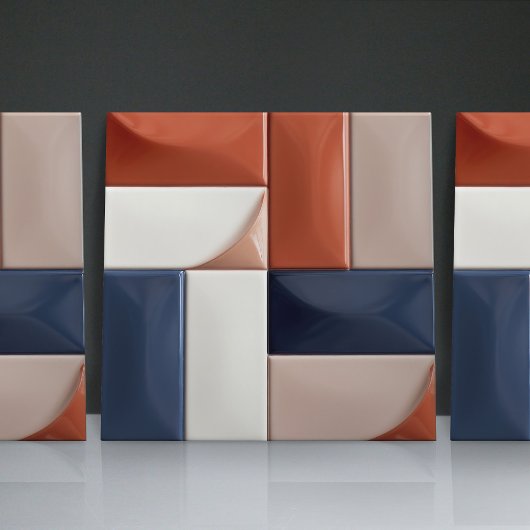 Carreau Faux Relief Vitré Bleu Brûlé Orange Décor