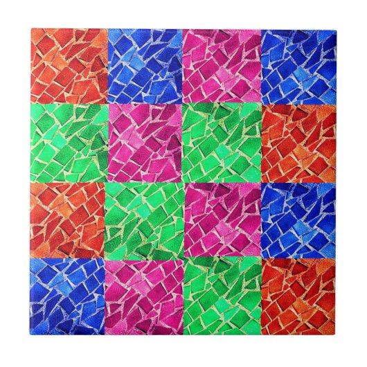 Carreau Faux Rose Bleu Vert Orange Mosaïque Carrelage céra (Devant)