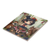 Carreau Fée Chibi mangeant des mûres avec son ami de la fo (Côté)
