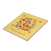 Carreau Fée Citrouille mignonne dans la couronne d'automne (Côté)