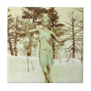 Carreau Fée de glace vintage dans une forêt hivernale