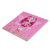 Carreau Fée de parties scintillant rose, mignonne fille de (Côté)