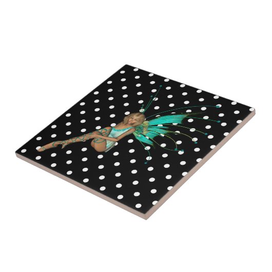 Carreau Fée en À petits pois Turquoise (Côté)