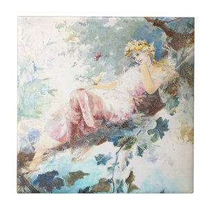 Carreau Fée rose des papillons