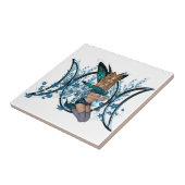 Carreau Fée triple bleue de symbole de déesse de lune (Côté)