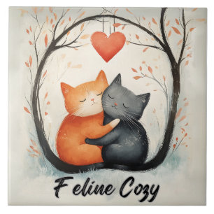 Carreau Feline Cosy Chats Doux Kitten Love Art