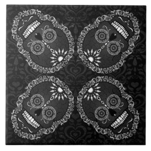 Carreau Feliz Muertos - tuile de fête de motif de crâne 