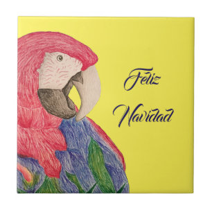 Carreau Feliz Navidad Parrot Christmas Macaw