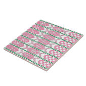 Carreau Feminine Art populaire tribal letton rose et blanc (Côté)