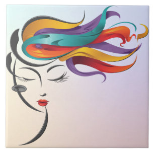 Carreau Femme Abstraite aux cheveux colorés