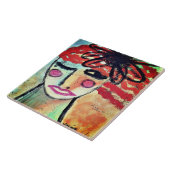 Carreau Femme Abstraite avec peinture à la fleur sur le ta (Côté)