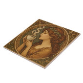 Carreau Femme Art Nouveau Avec Café (Côté)