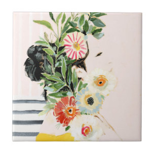 Carreau Femme aux fleurs