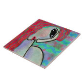 Carreau Femme avec cheveux rouges Abstrait peinture numéri (Côté)