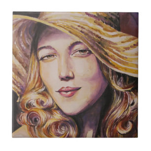 Carreau Femme avec le casquette