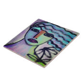 Carreau Femme avec portrait Abstrait de fleurs (Côté)
