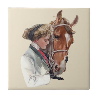 Carreau Femme Avec Son Cheval Préféré