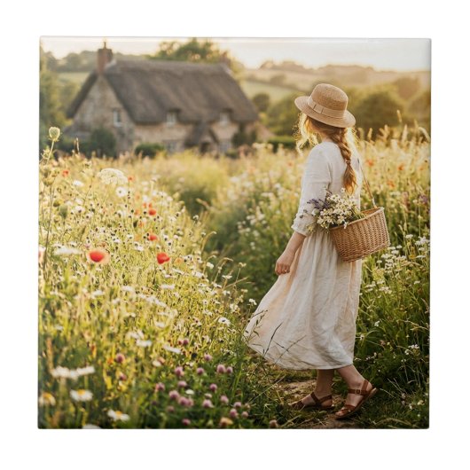 Carreau Femme dans un champ de blé (Devant)