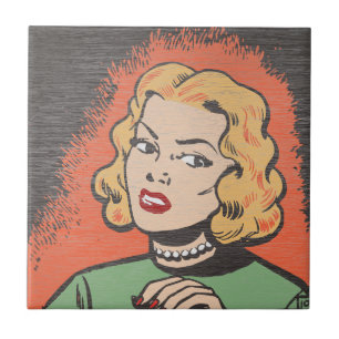 Carreau Femme de bande dessinée rétro - Pop Art 