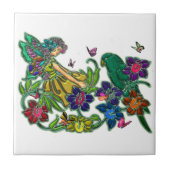 Carreau Femme de papillon florale et oiseau (Devant)