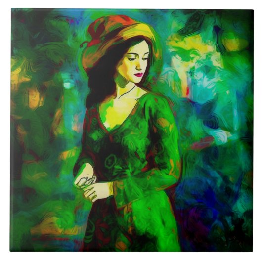 Carreau Femme en Casquette (Devant)