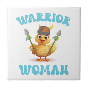 Carreau Femme guerrière mignonne Viking poulet
