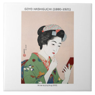Carreau Femme japonaise appliquant rouge - Goyō Hashiguchi