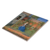 Carreau Femme médiévale dans le jardin de roses (Côté)