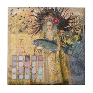 Carreau Femme Poisson Vintage Gothique Classique