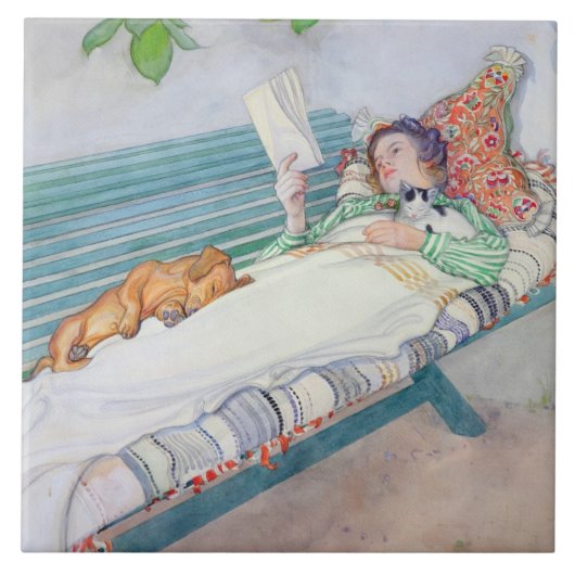 Carreau Femme se trouvant sur un banc, 1913 (la semaine (Devant)