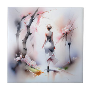 Carreau Femme solitaire marchant