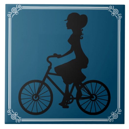 CARREAU FEMME SUR LE VÉLO (Devant)