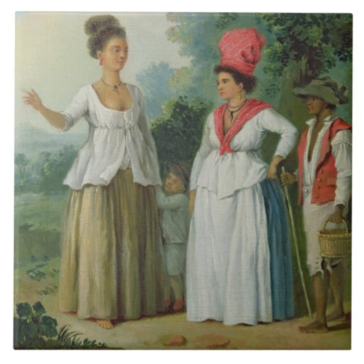 Carreau Femmes indiennes occidentales de couleur, avec un (Devant)