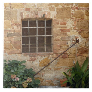 Carreau Fenêtre et mur de pierre ancien, Pienza, Italie