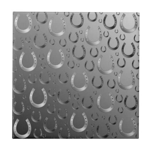 Carreau fer à cheval, argent, gris motif, chance, motif, (Devant)