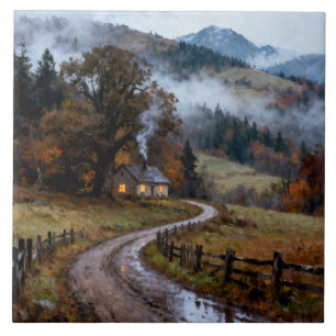Carreau Ferme dans les montagnes d'automne