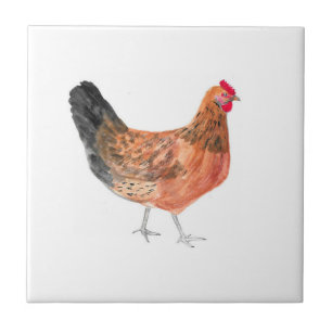 Carreau Ferme de poulets poules animaux aquarelle art de c